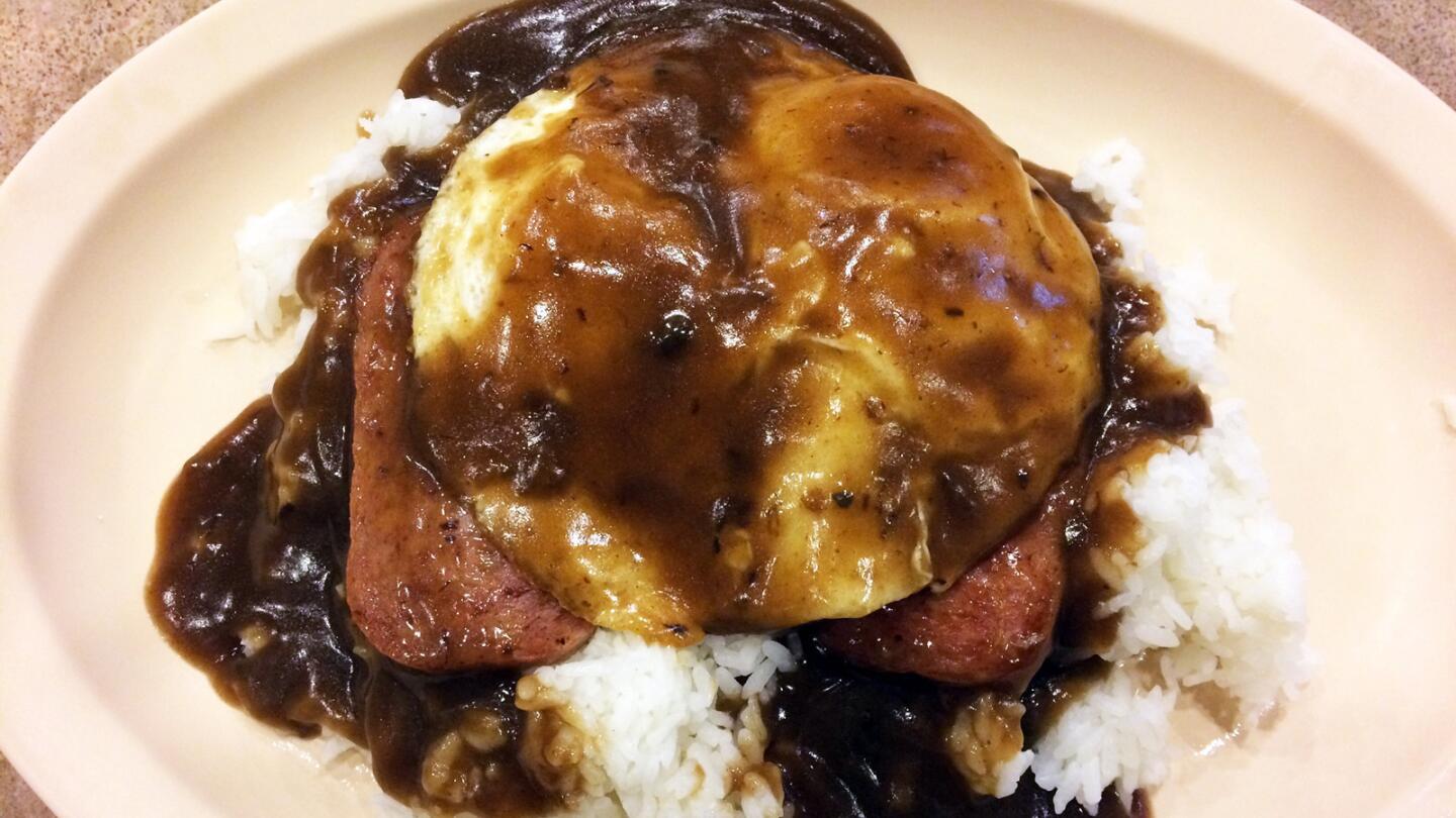 The Loco Moco with Spam at the coffee shop at the Gardena Bowling Center.