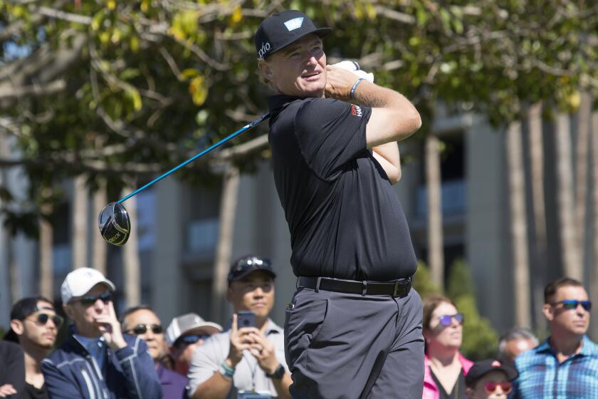Ernie Els of South Africa tees off during final round of the Hoag Classic at the Newport Beach Country Club on Sunday, March 8, 2020. ///ADDITIONAL INFO: tn-dpt-sp-nb-hoag-classic-final-round-20200308 3/8/20 - Photo by DREW A. KELLEY, CONTRIBUTING PHOTOGRAPHER