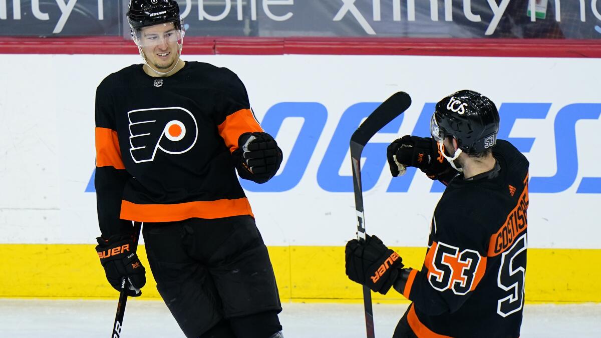 Hayes leads Flyers to win in first game since trading Giroux - The San  Diego Union-Tribune