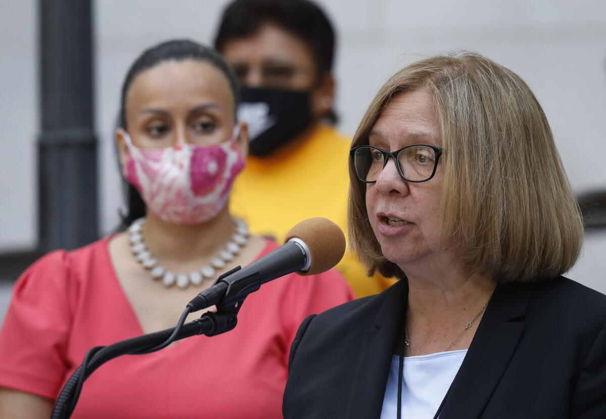 Ann Sewill, right, general manager of the Los Angeles Housing Department