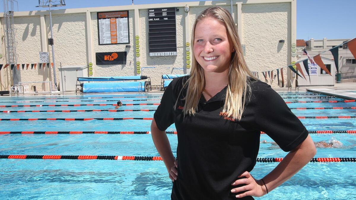 Natalie Crocker owns four individual school records with the Huntington Beach High girls' swimming team and she's part of all three record relay teams.