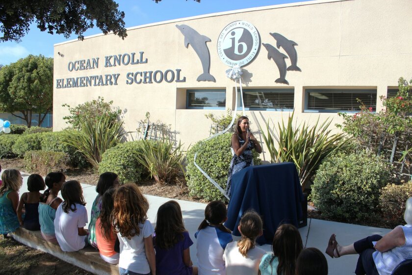 Teachers, students and community members gathered at Ocean Knoll Elementary School in Encinitas recently to attend the school’s ribbon-cutting ceremony in celebration of its International Baccalaureate World School certification.