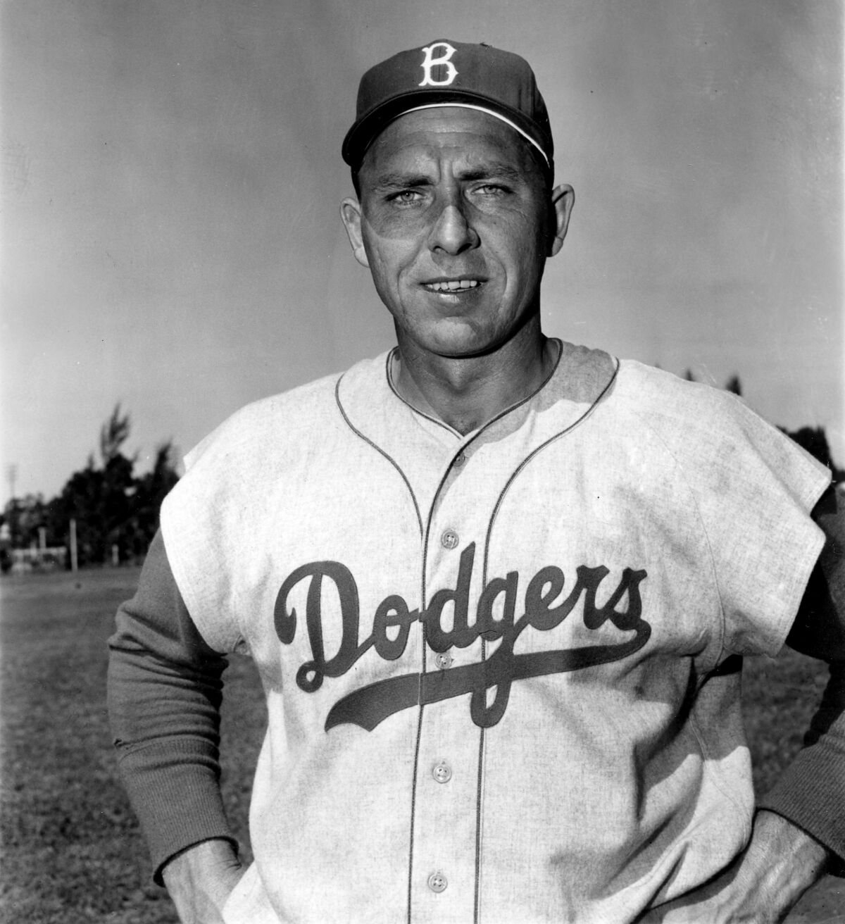 Brooklyn Dodgers first baseman Gil Hodges at spring training in Vero Beach, Fla., in March 1956.