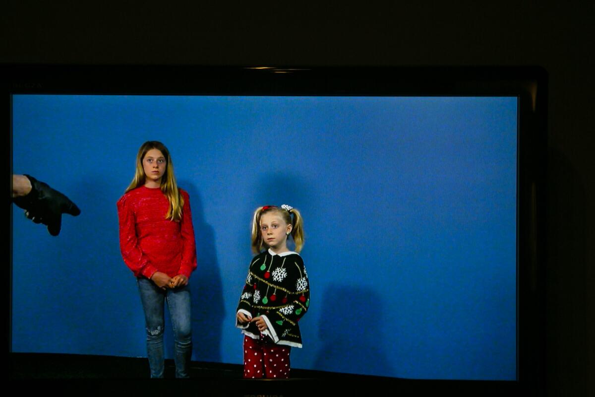 Sisters Chloe and Brooke Bowling at a commercial audition