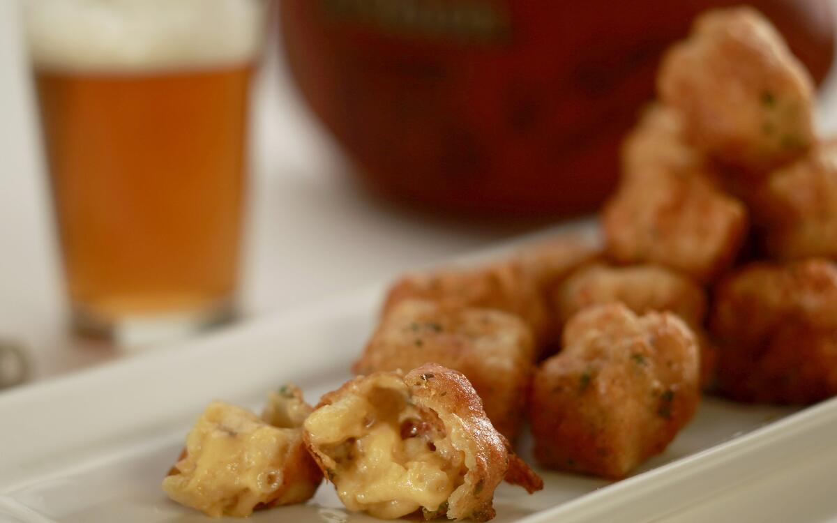 Beer-battered mac-and-cheese bites