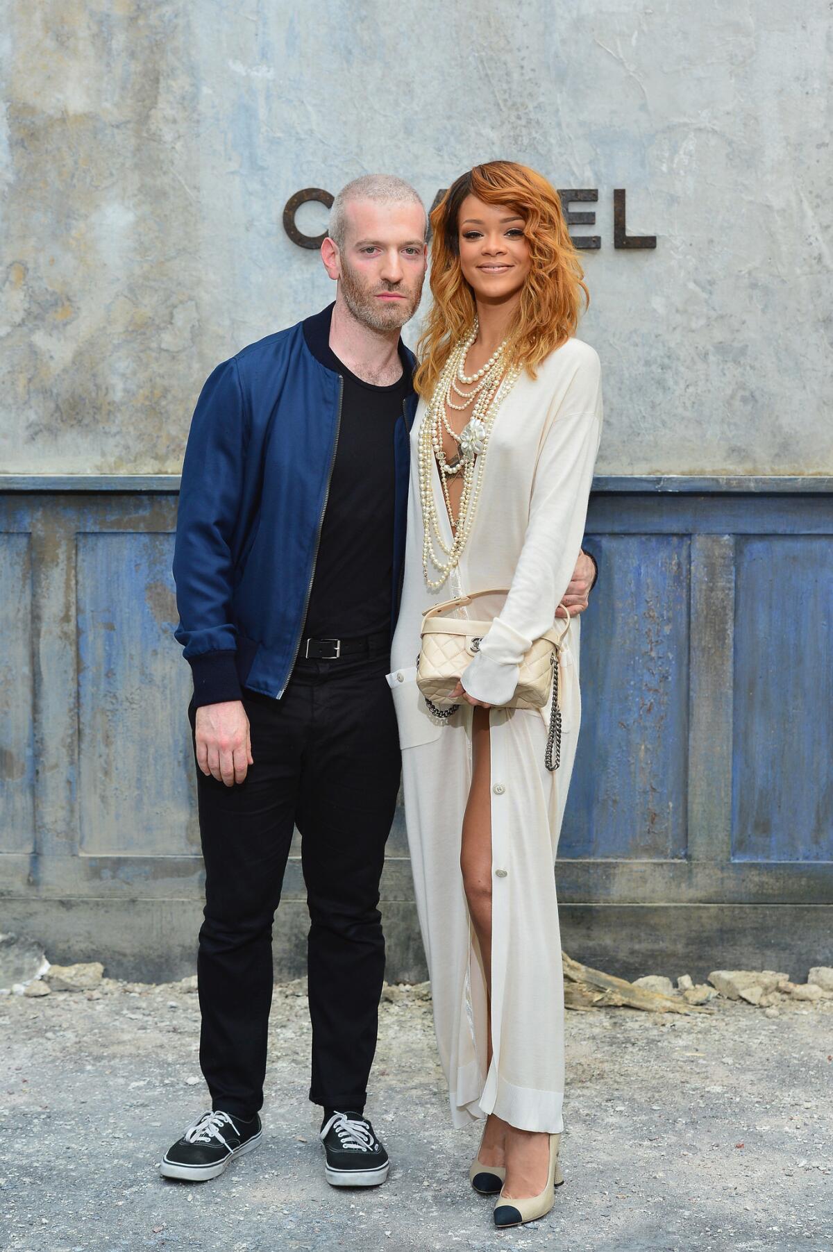 Stylist Mel Ottenberg, left, and Rihanna at Chanel's haute couture show Tuesday.