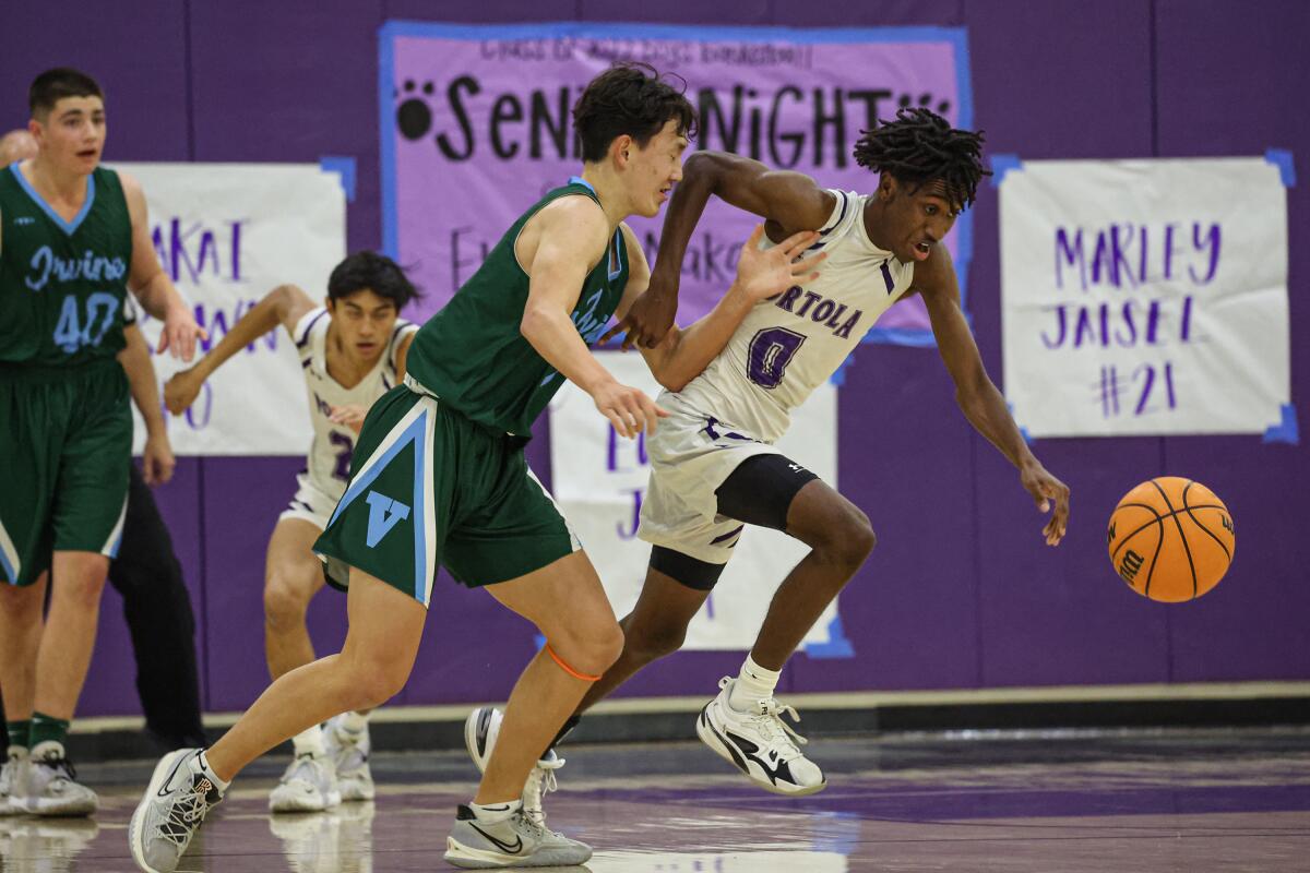 Makai Brown, right, in a game against Irvine High.