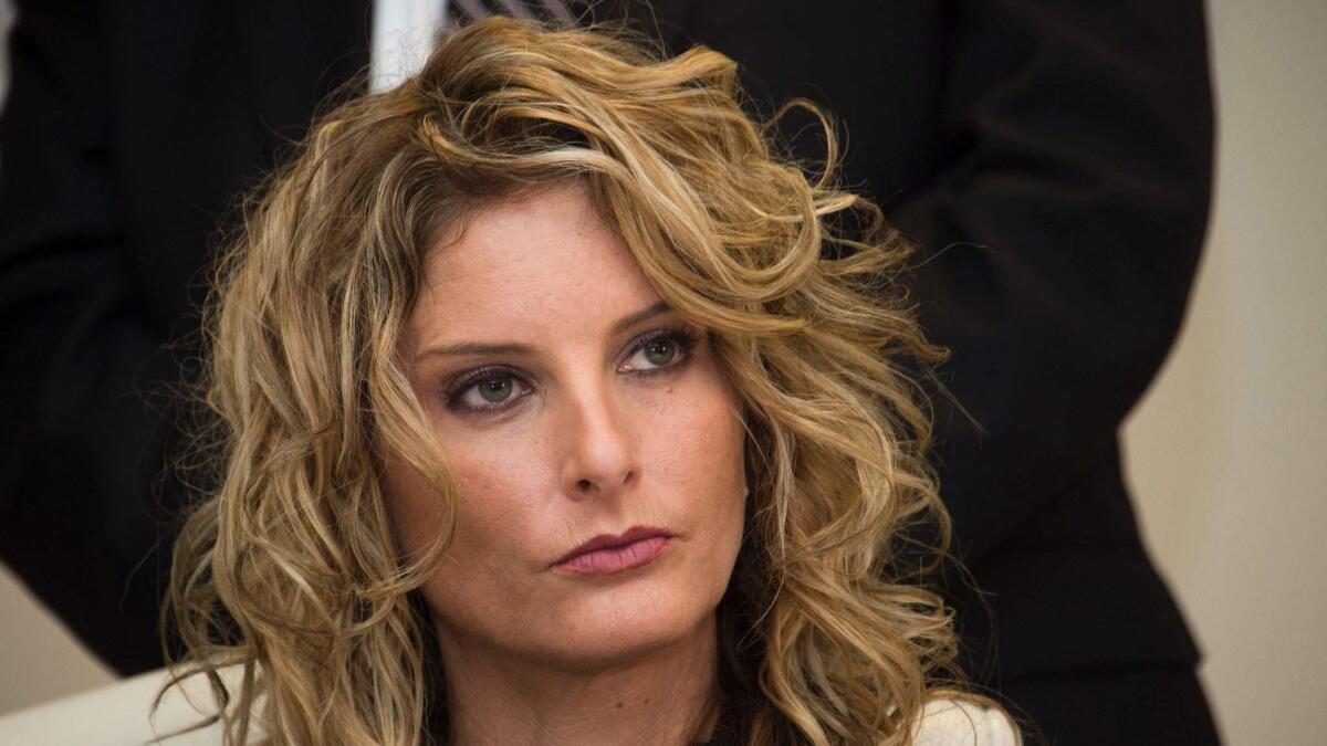 Summer Zervos announces the filing of a lawsuit against then-President-elect Trump in Los Angeles on Jan. 17, 2017.