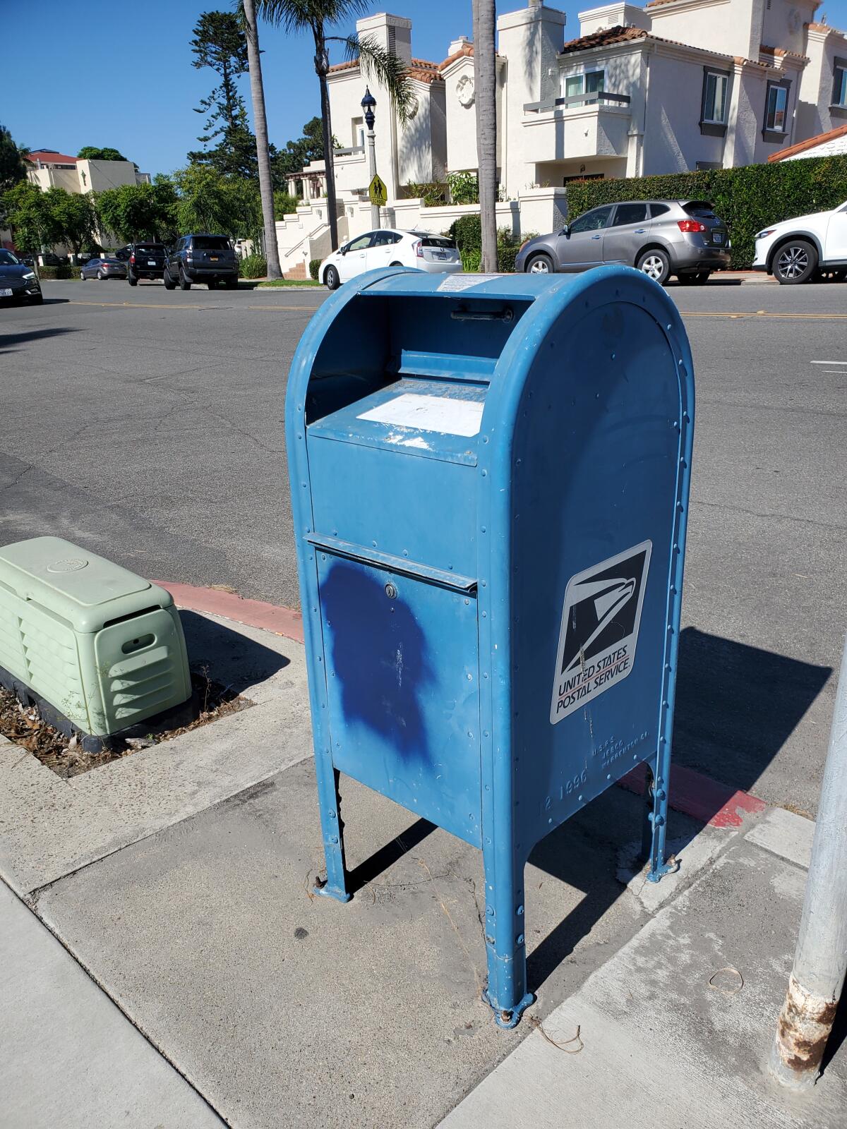 A sticky substance was found on the inside of the lid of this mailbox in La Jolla.