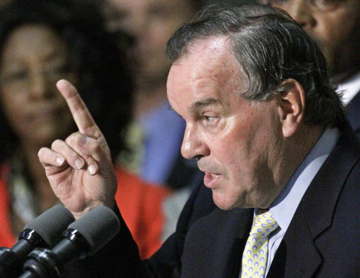 Richard M. Daley, mayor of Chicago at the time, speaks during a news conference. Daley was hospitalized Friday for an unspecified illness and remained in the hospital for monitoring and evaluation Saturday.