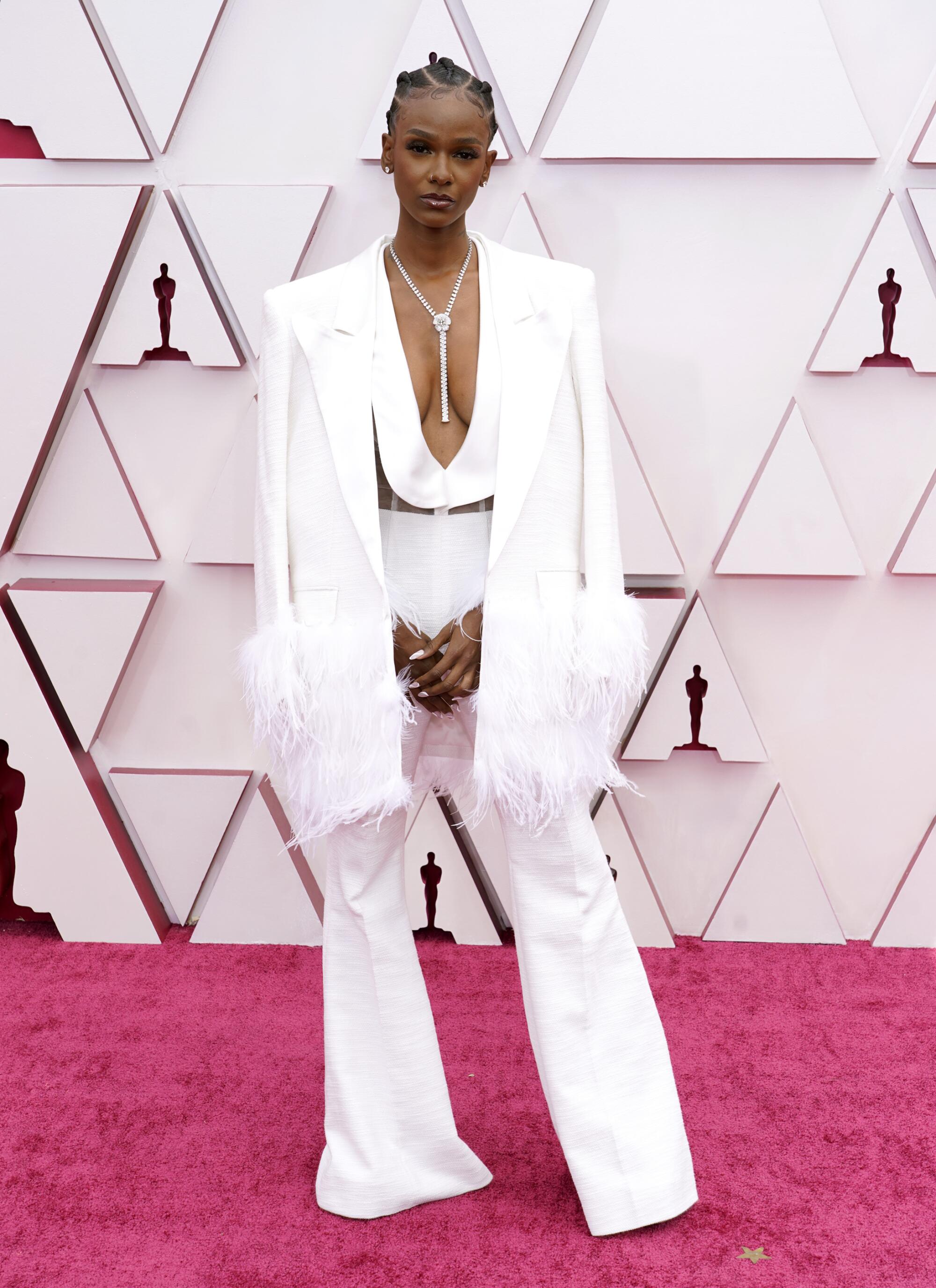 Tiara Thomas arrives at the Oscars. 