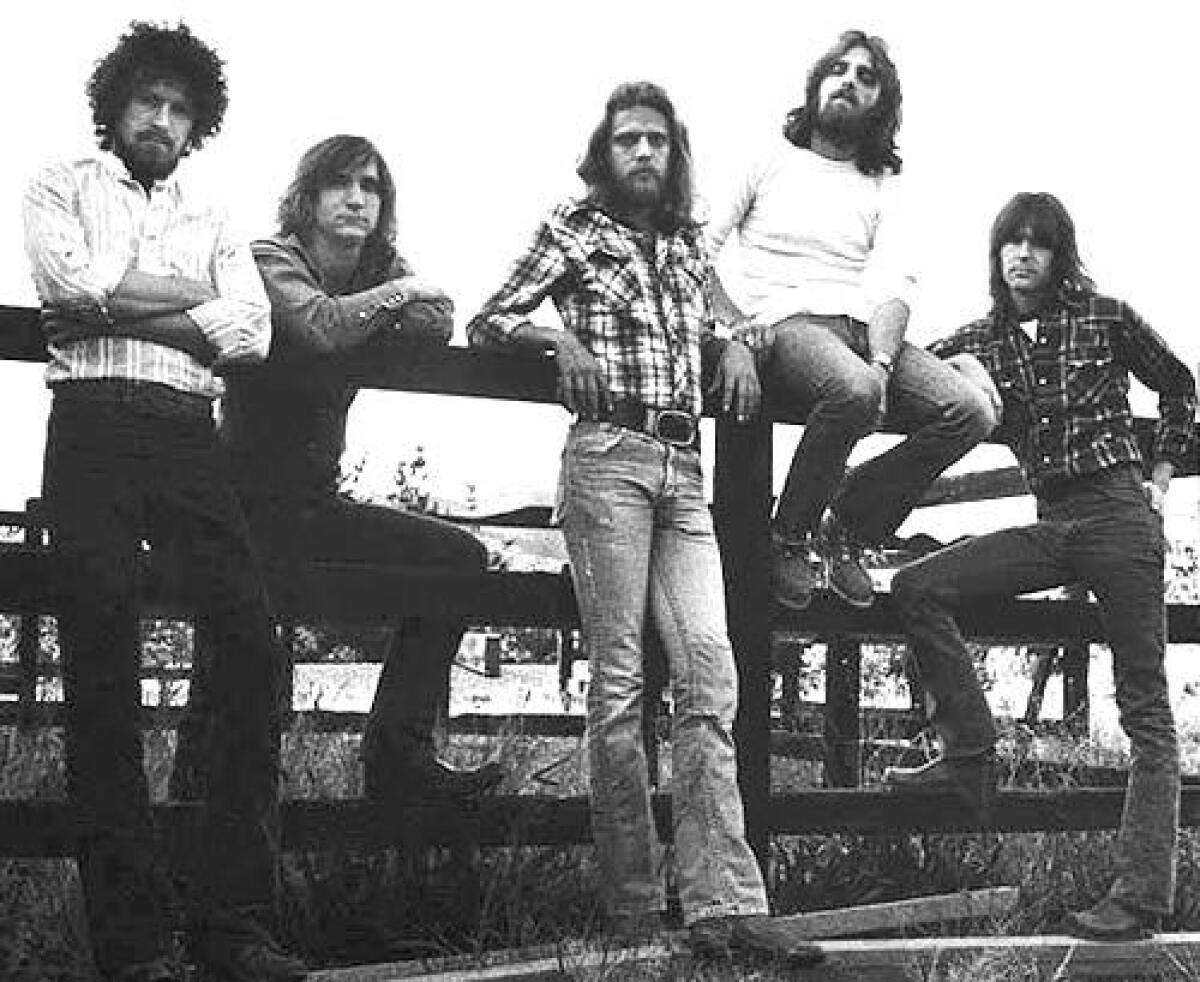 Don Henley, left, with Joe Walsh, Don Felder, Glenn Frey and Randy Meisner, wrote The Last Resort.