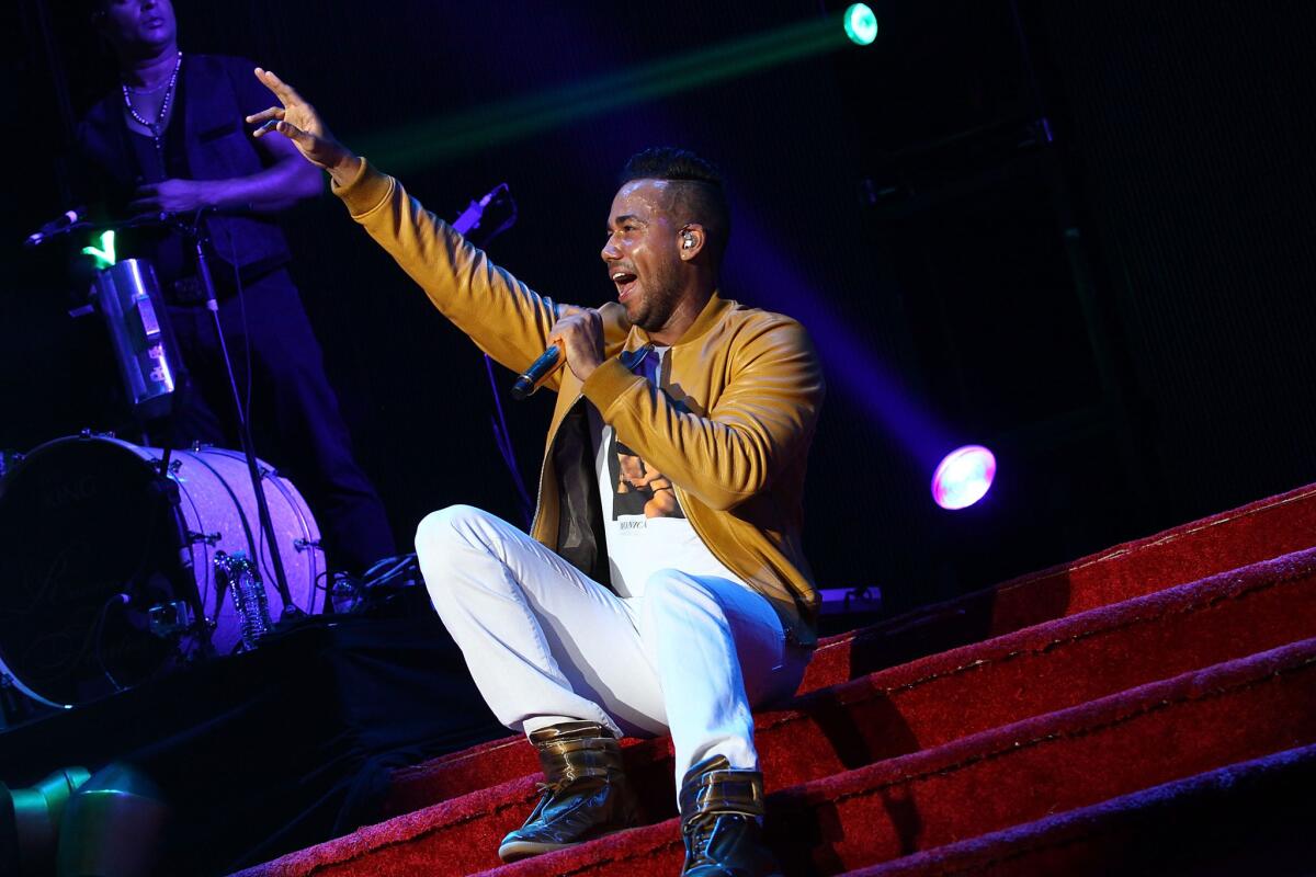 Romeo Santos performs at the Staples Center.