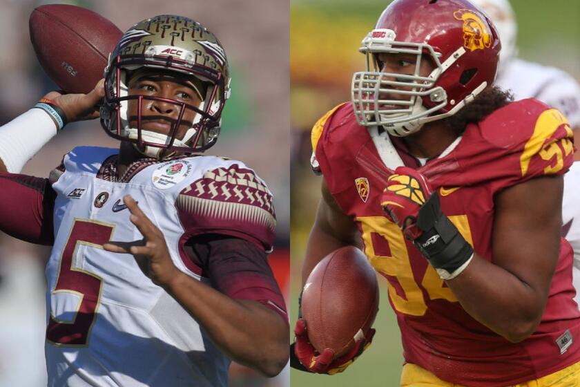 Florida State's Jameis Winston and USC's Leonard Williams were the first two picks in The Times' NFL beat writers' mock draft.