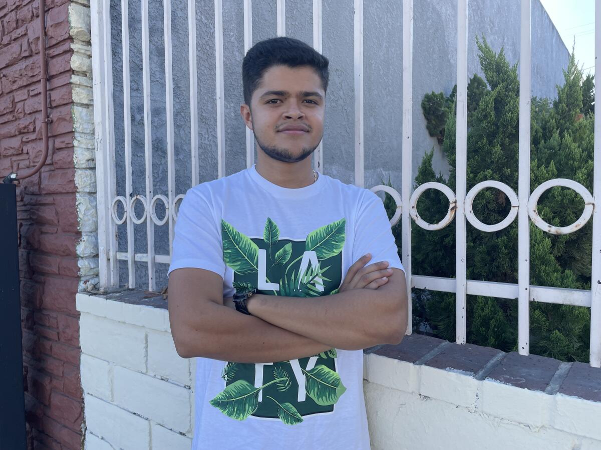 Kevin Rivas, 26, arrived in L.A. in September after fleeing his native El Salvador and President Bukele's harsh policies.