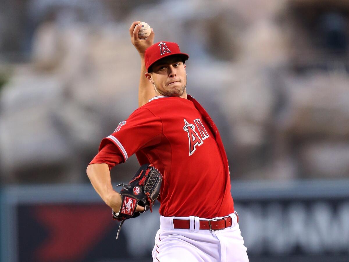 Tyler Skaggs, shown pitching for the Angels in April 2014, underwent Tommy John surgery on Aug. 13, 2014.