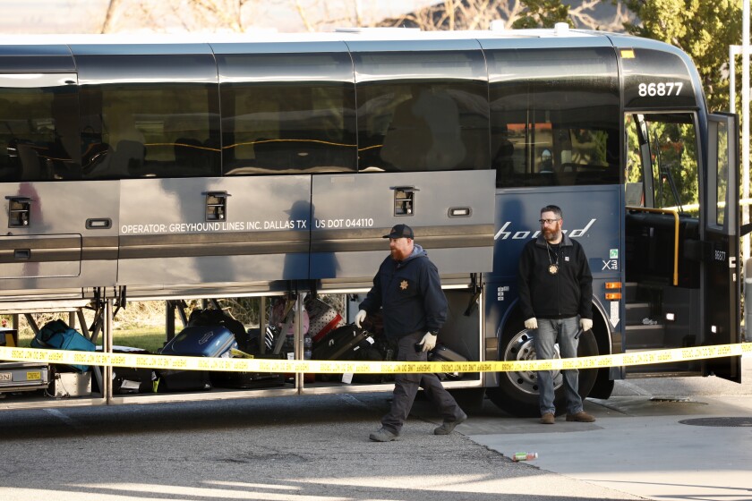 An investigation is underway in Lebec, Calif., after one person was killed and five were shot aboard a Greyhound bus headed to the Bay Area.