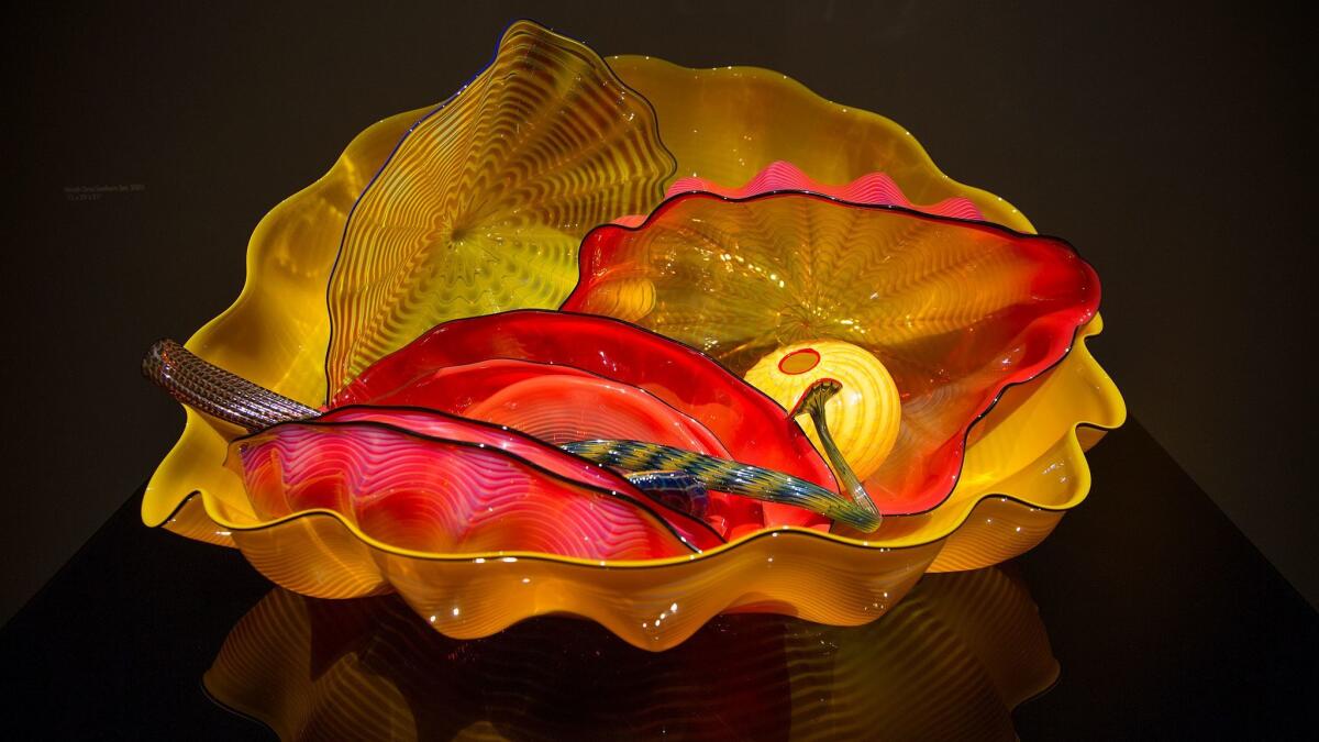 "The Mardi Gras Seaform Set" is a part of the Chihuly exhibit at the Catalina Island Museum. (Gina Ferazzi / Los Angeles Times)