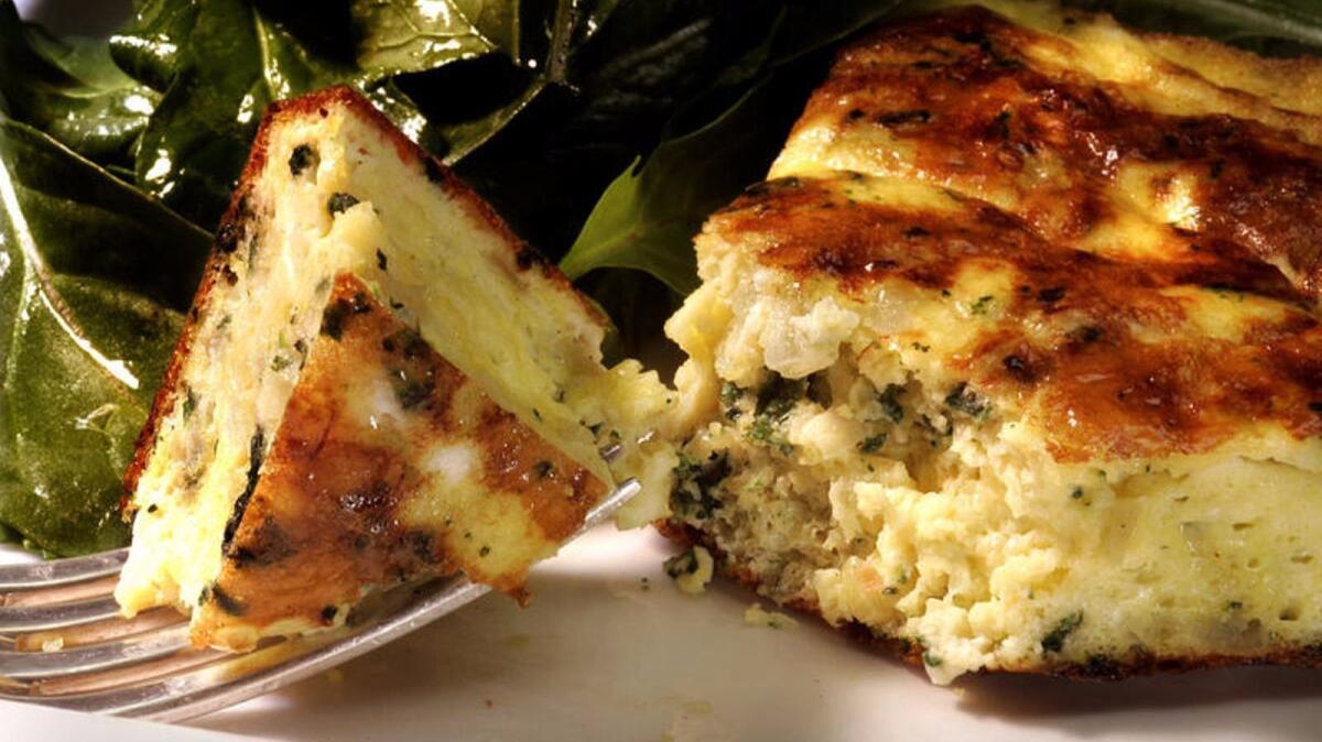 Nettle frittata with green garlic and ricotta.