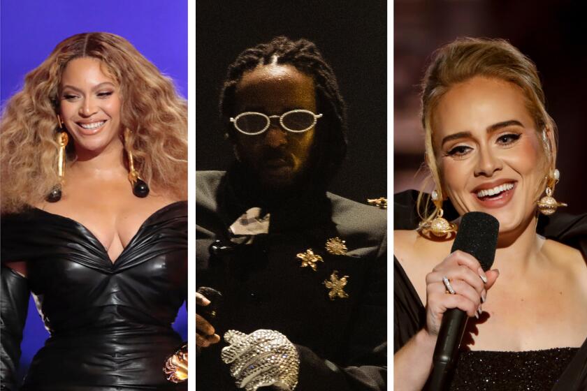 A triptych of Beyonce, Kendrick Lamar and Adele