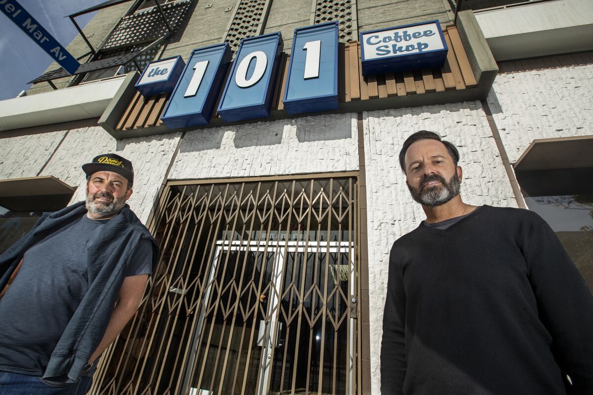 Brandon Boudet, left, and Warner Ebbink, the partners who started the 101 Coffee Shop 20 years ago