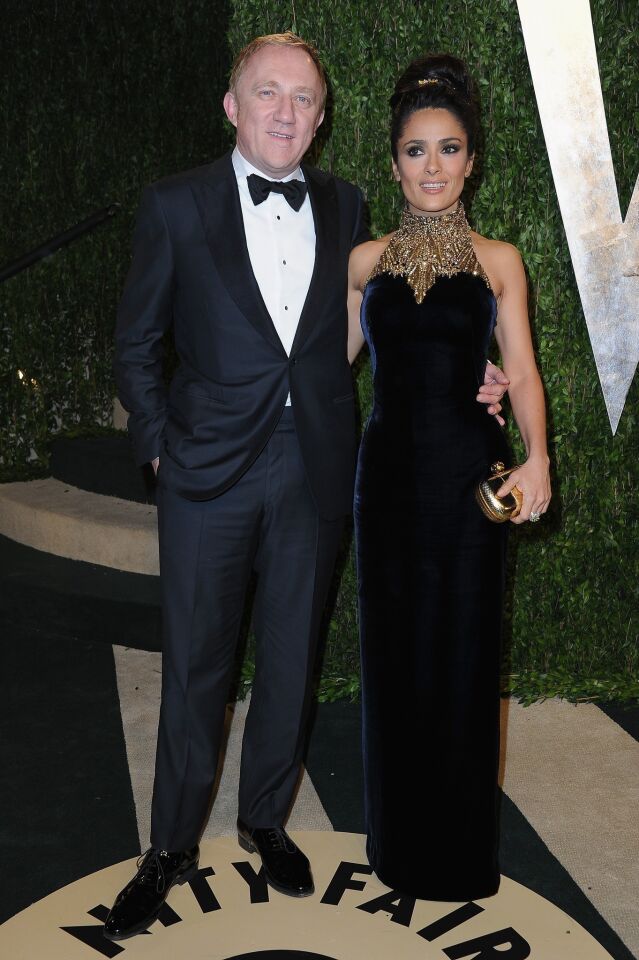 Oscar presenter and actress Salma Hayek, right, and Francois-Henri Pinault.