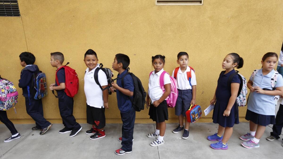 First-grade students at Vine Street Elementary School in Hollywood.