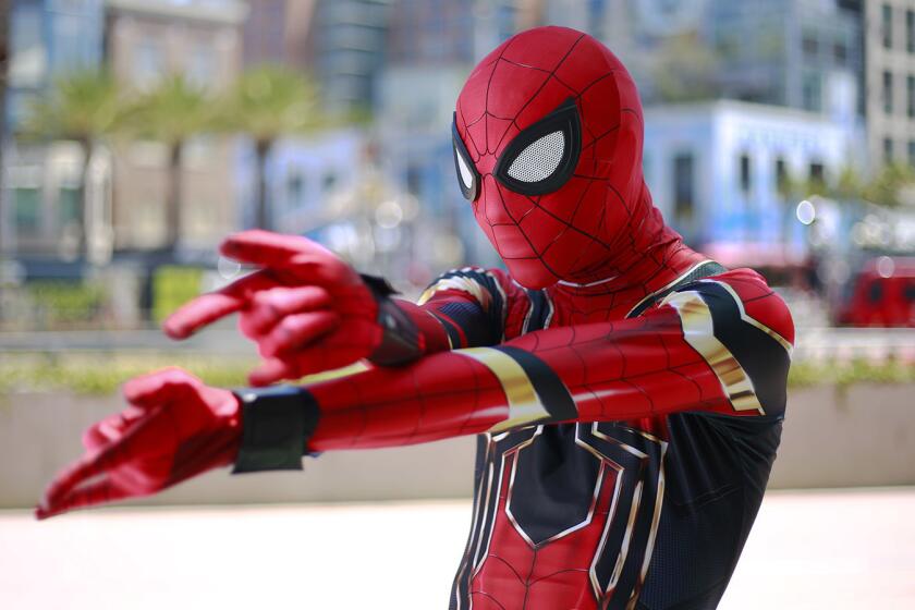 Javon Rogers of Chula Vista dressed as Spider Man at Comic-Con in San Diego on July 19, 2018. (Photo by K.C. Alfred/San Diego Union-Tribune)