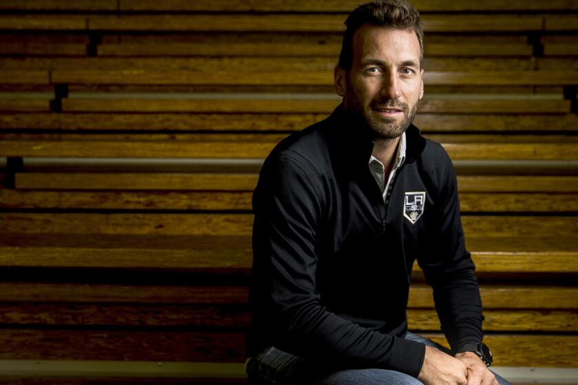 EL SEGUNDO, CALIF. - APRIL 25: Former Los Angeles Kings centerman Jarret Stoll poses for a portrait at the Toyota Sports Center on Wednesday, April 25, 2018 in El Segundo, Calif. (Kent Nishimura / Los Angeles Times)