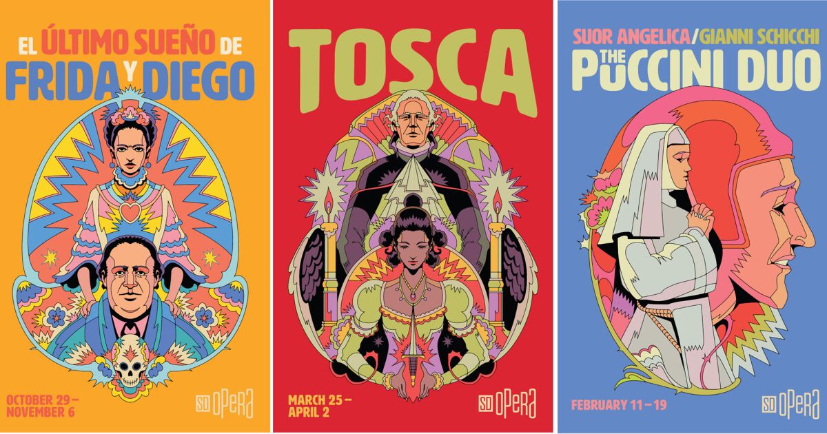 Cuaderno de teatro: la Ópera de San Diego reelabora el logotipo y el arte de la temporada en honor al estreno de ‘Frida y Diego’
