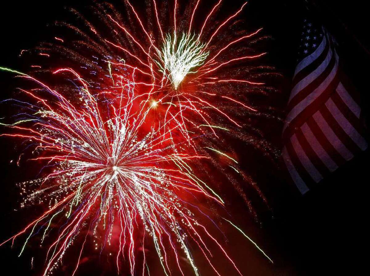 Fireworks display for thousands at La Crescenta Elementary School in La Crescenta on Wednesday July 4, 2012.