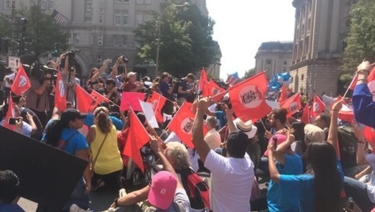 A group of protesters from Pennsylvania who traveled to Washington to support those involved in the DACA program.