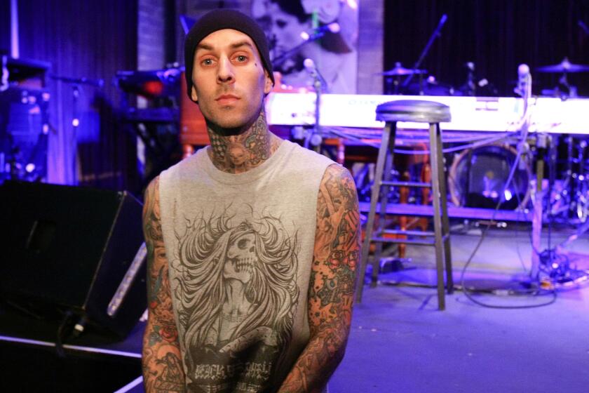 SANTA MONICA, CA - FEBRUARY 24: Travis Barker attends his "Give The Drummer Some" press day at Tom Tom Club on February 24, 2011 in Santa Monica, California. (Photo by Noel Vasquez/Getty Images)