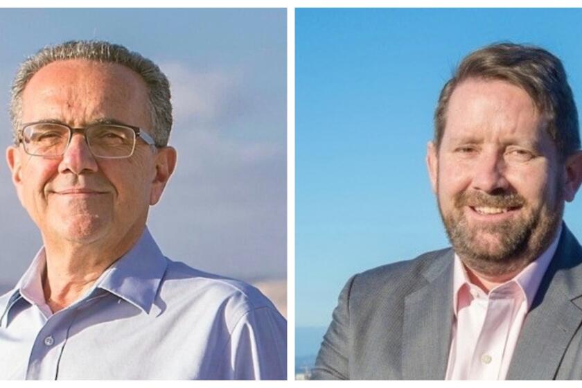 San Diego City Council District 1 candidates Joe LaCava, left, and Will Moore will participate in an online forum Thursday, Sept. 17.