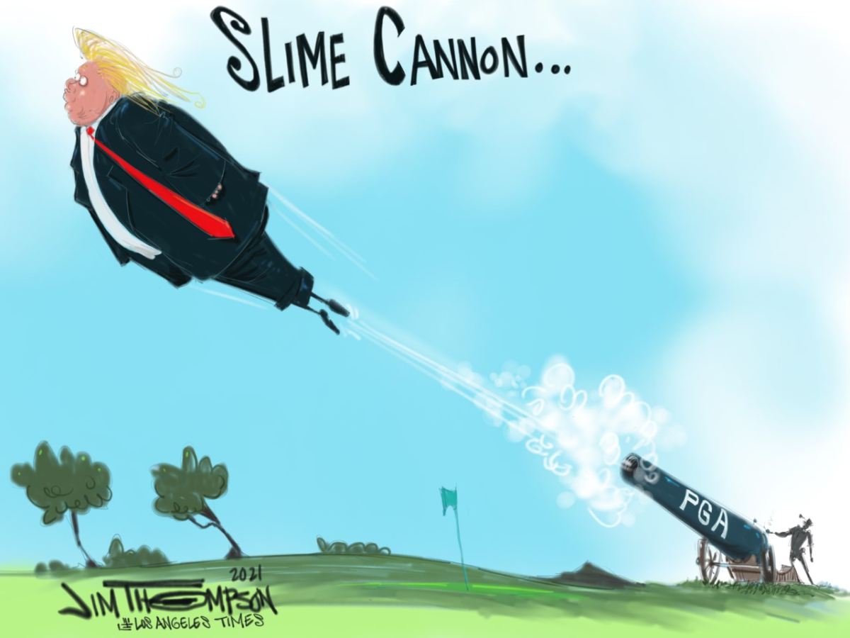 Donald Trump and PGA cartoon.