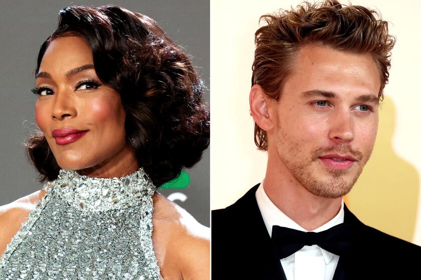 Angela Bassett at the 80th Golden Globes, left, and Austin Butler at the 95th Academy Awards.