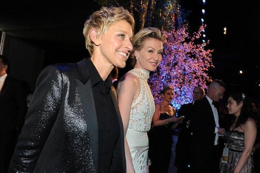 HOLLYWOOD, CA - March 2, 2014 Ellen DeGeneres and Portia deRossi arrive at the Governors Ball at the 86th Annual Academy Awards on Sunday, March 2, 2014 at the Dolby Theatre at Hollywood & Highland Center in Hollywood, CA. (Wally Skalij / Los Angeles Times)