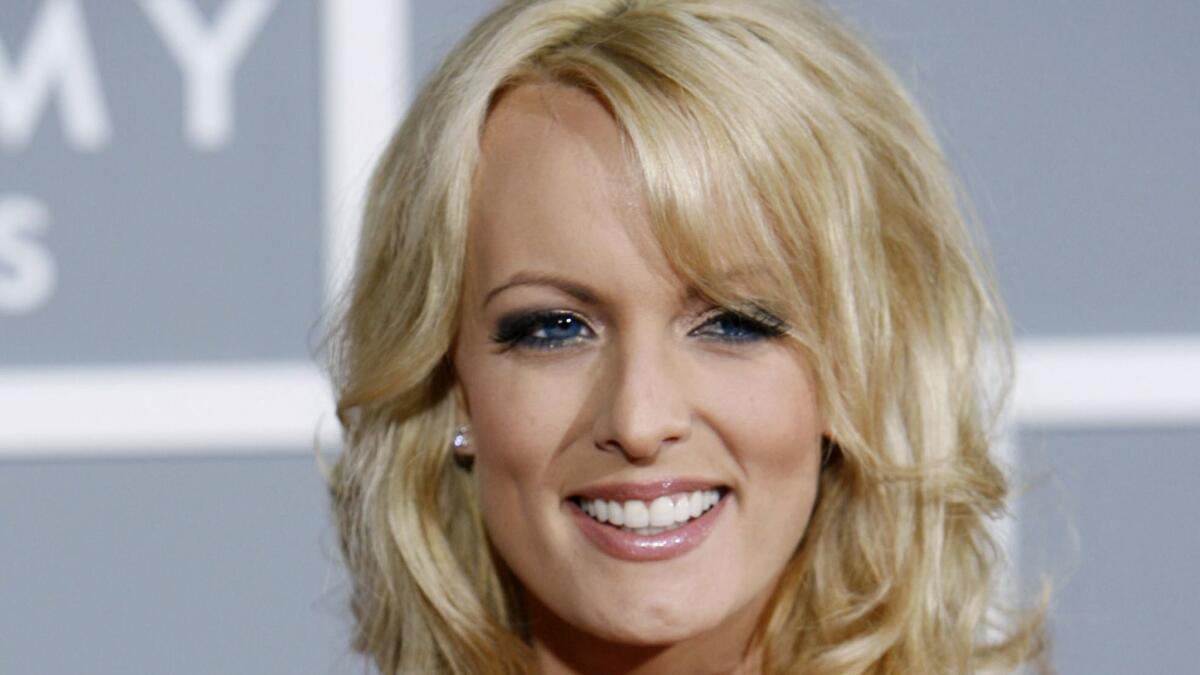 Stormy Daniels arrives for the 2007 Grammy Awards in Los Angeles.