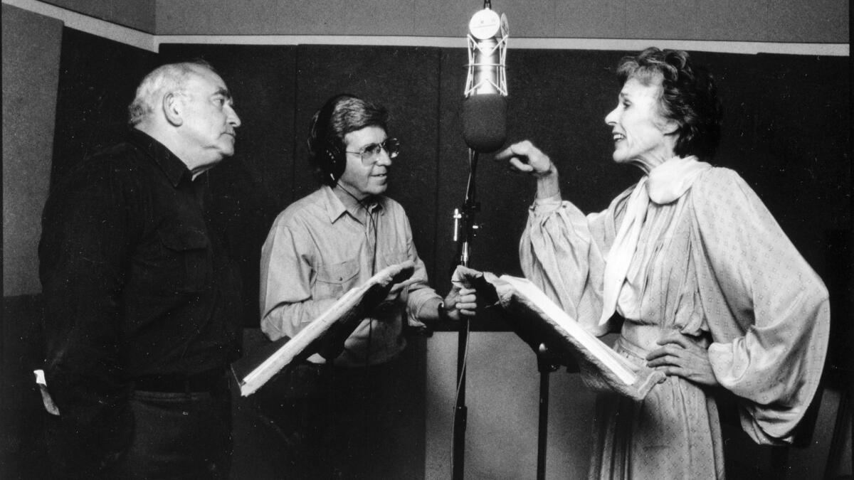 Gordon Hunt, center, appears with Ed Asner and Nan Martin in a radio production of "Babbitt."