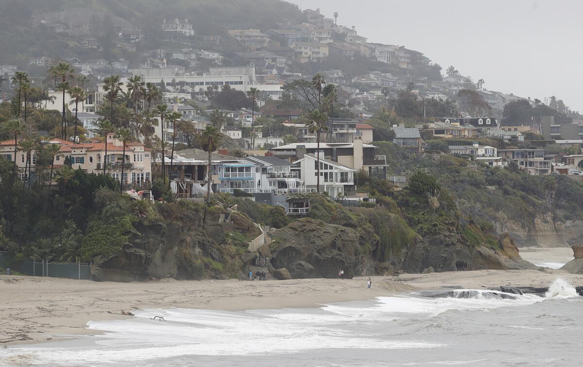 Homes along the oceanfront blufftops at Aliso Beach in South Laguna on Wednesday.