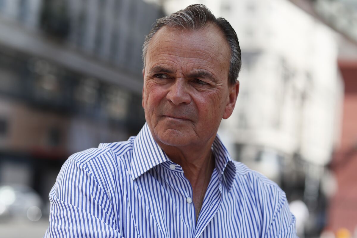 Mayoral candidate Rick Caruso in downtown Los Angeles last month.
