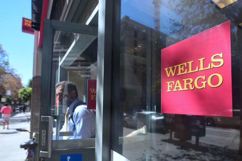 A Wells Fargo bank branch in downtown Los Angeles.