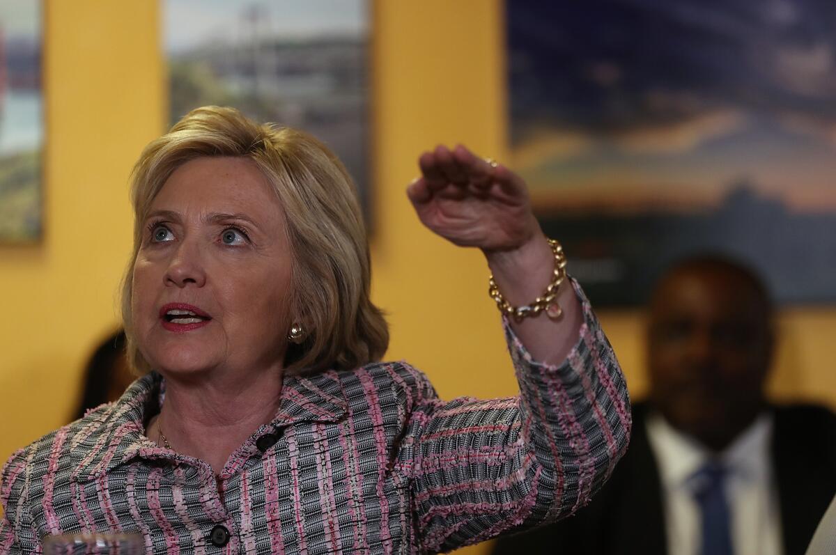 Hillary Clinton campaigns in the Bay Area city of Vallejo on Sunday.