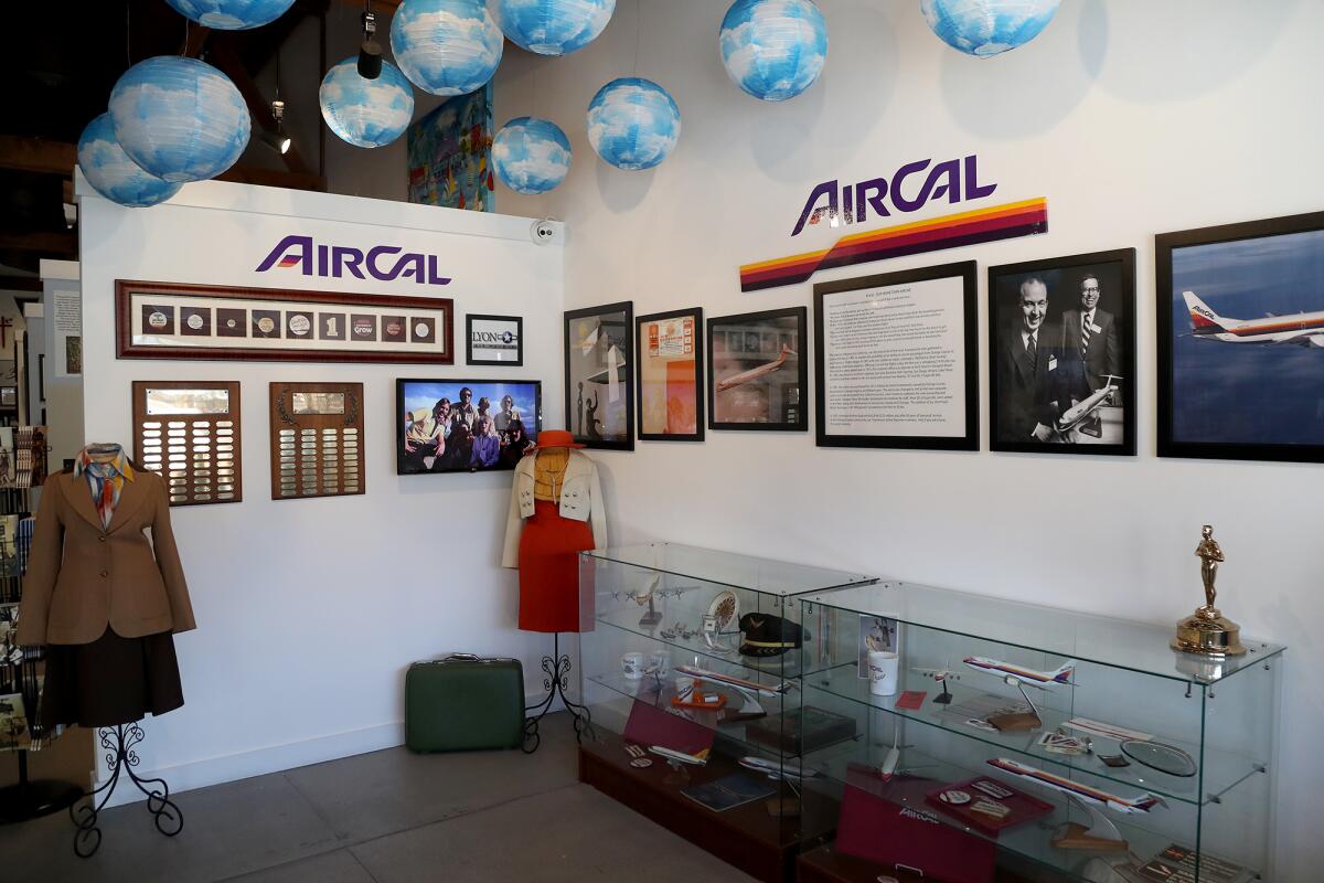 The AirCal exhibit at Balboa Island Museum in Newport Beach includes memorabilia and photos from the 1970s and 1980s. 