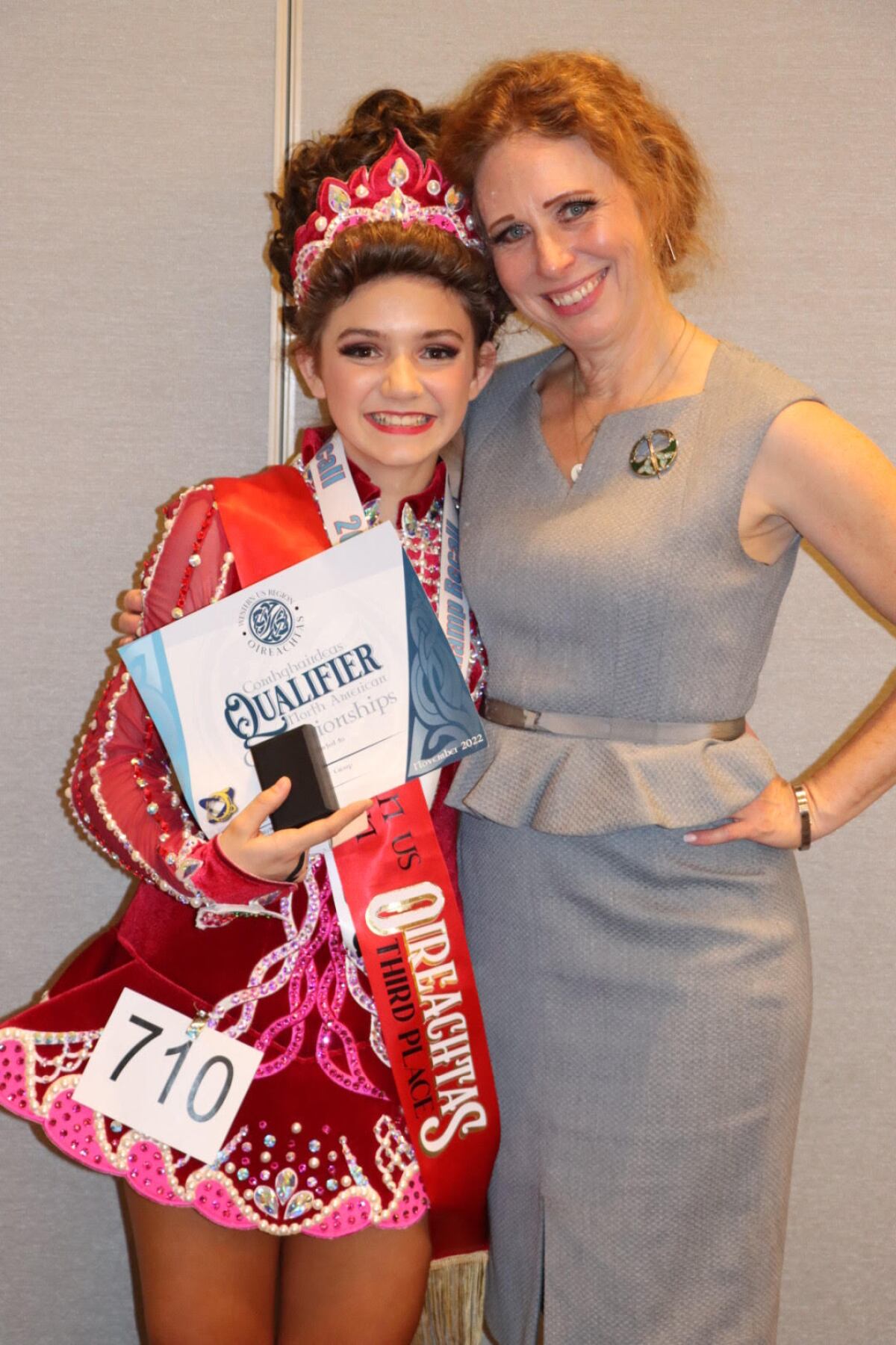 Maggie Gergurich, 12, with Patricia Rose, owner of Rose Studio for Irish Dance.