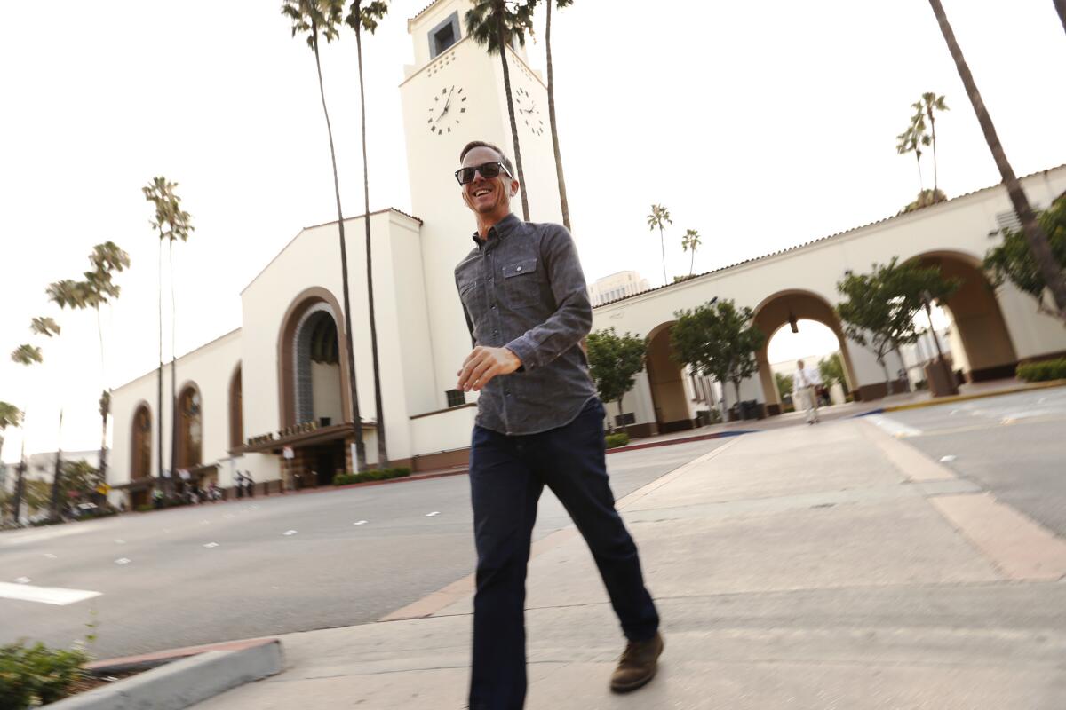 Location Manager Caleb Duffy at Union Station in Los Angeles.