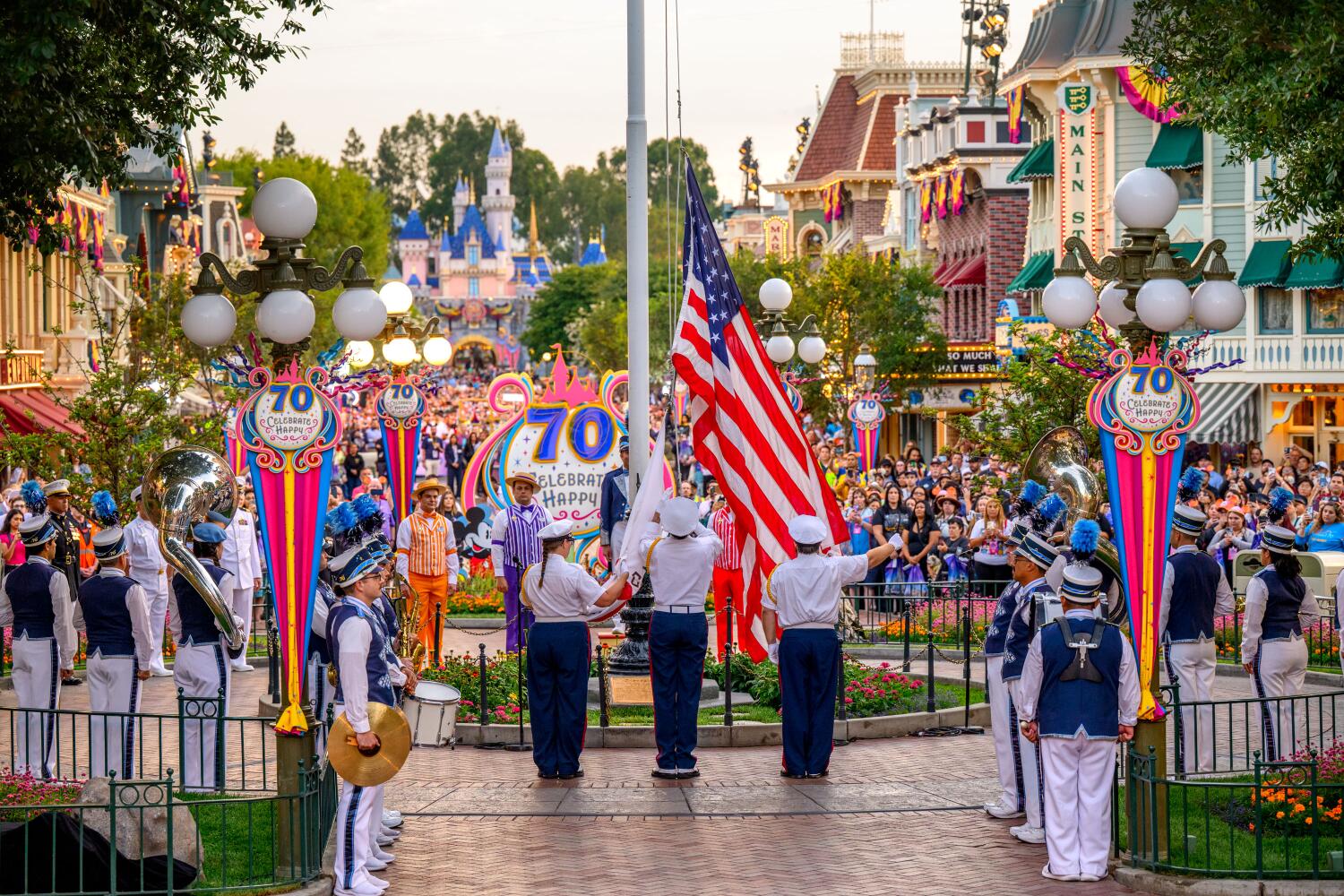 A flag raising ceremony this past July to honor American veterans at the Disneyland Resort.
