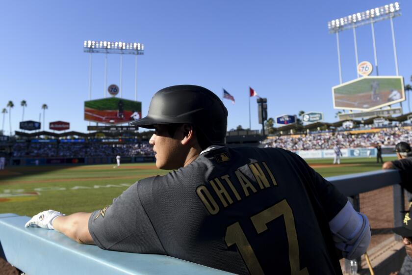 American League designated hitter Shohei Ohtani at Dodger Stadium on July 19, 2022.