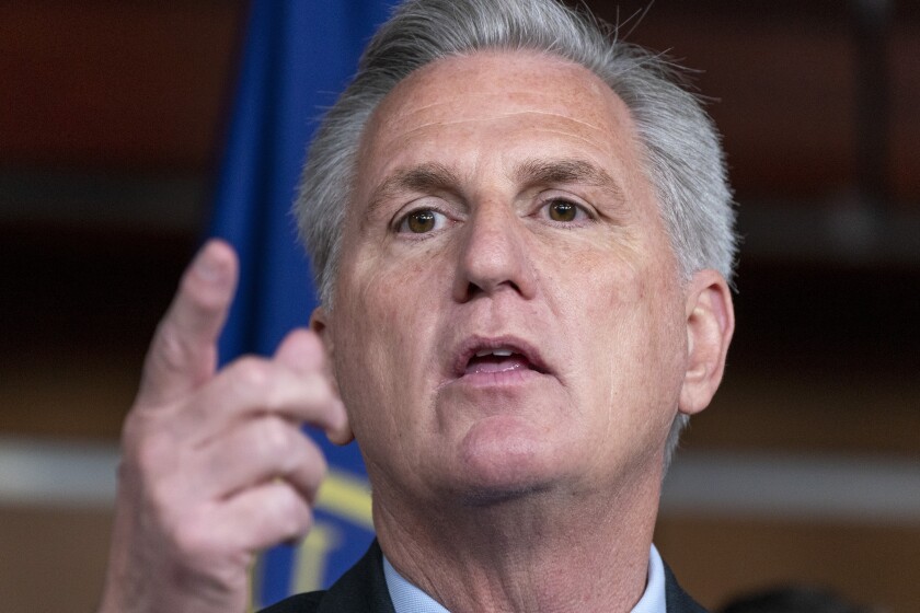House Minority Leader Rep. Kevin McCarthy (R-Bakersfield) speaks during a news conference.