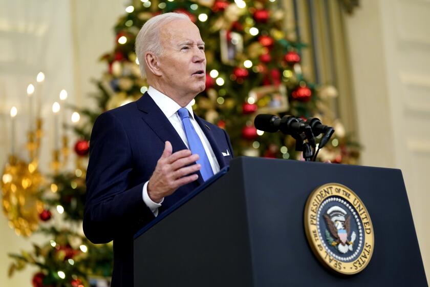 President Joe Biden speaks about the COVID-19 response and vaccinations, Tuesday, Dec. 21, 2021.